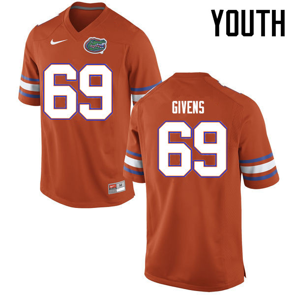 Youth Florida Gators #69 Marcus Givens College Football Jerseys Sale-Orange - Click Image to Close